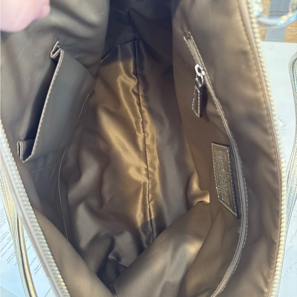 Coach Poppy Gold Sateen 18988 Signature Tote Bag 3 hang tags